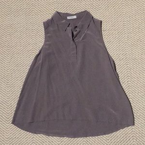 Equipment sleeveless collar shirt %100 silk